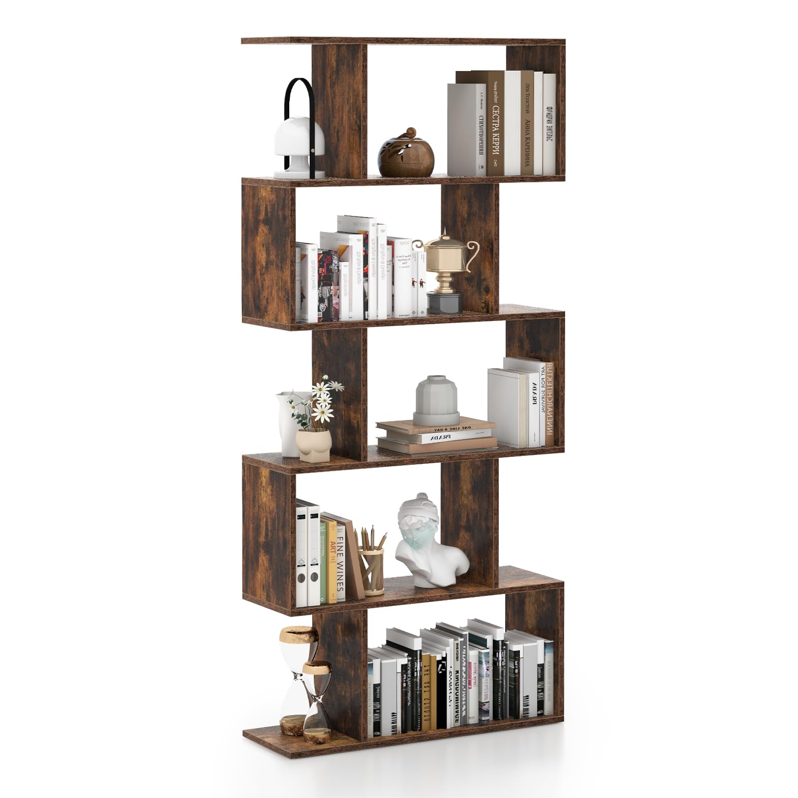 Tangkula 5-Tier Geometric Bookshelf